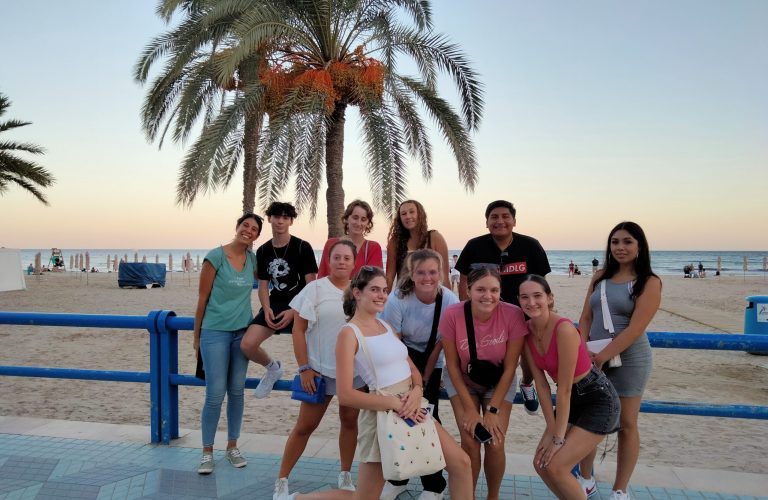 Students enjoy free time on the beach in Alicante