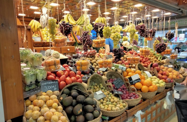 Beautiful fresh fruit stand in Alicante