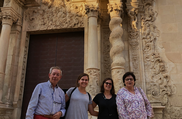 student and her host family visiting The Basilica Of Santa María.
