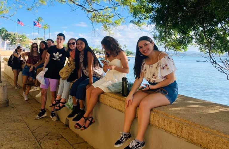Students enjoying the beautiful waterfronts in san juan puerto rico