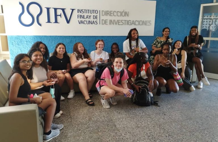 Group of students enjoy their time and a pastry in havana together