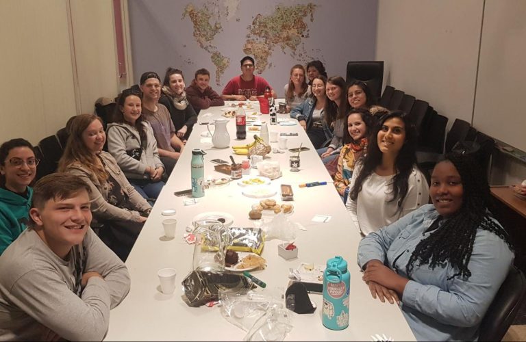 Students enjoying group dinner in Crodoba Argentina
